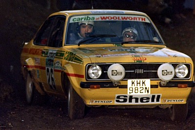 Andrew Marriott co-driving in the 1977 RAC Rally